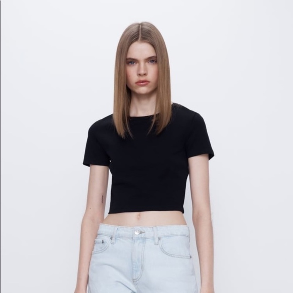 ZARA Crop Top BEIGE PINK
